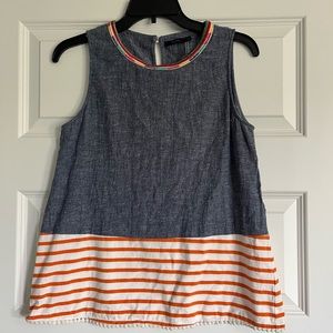 Anthropologie THML Boho Sleeveless Top Blouse Denim Red Orange XS